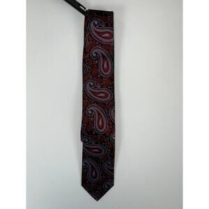 Zianetti 100% Silk Neck Tie Red/Black/Blue Paisley